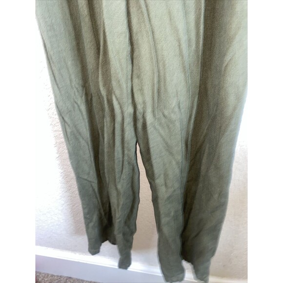 Linen army green Jumper Romper Jumpsuit S Pants Button Front Forever 21 - Picture 5 of 11